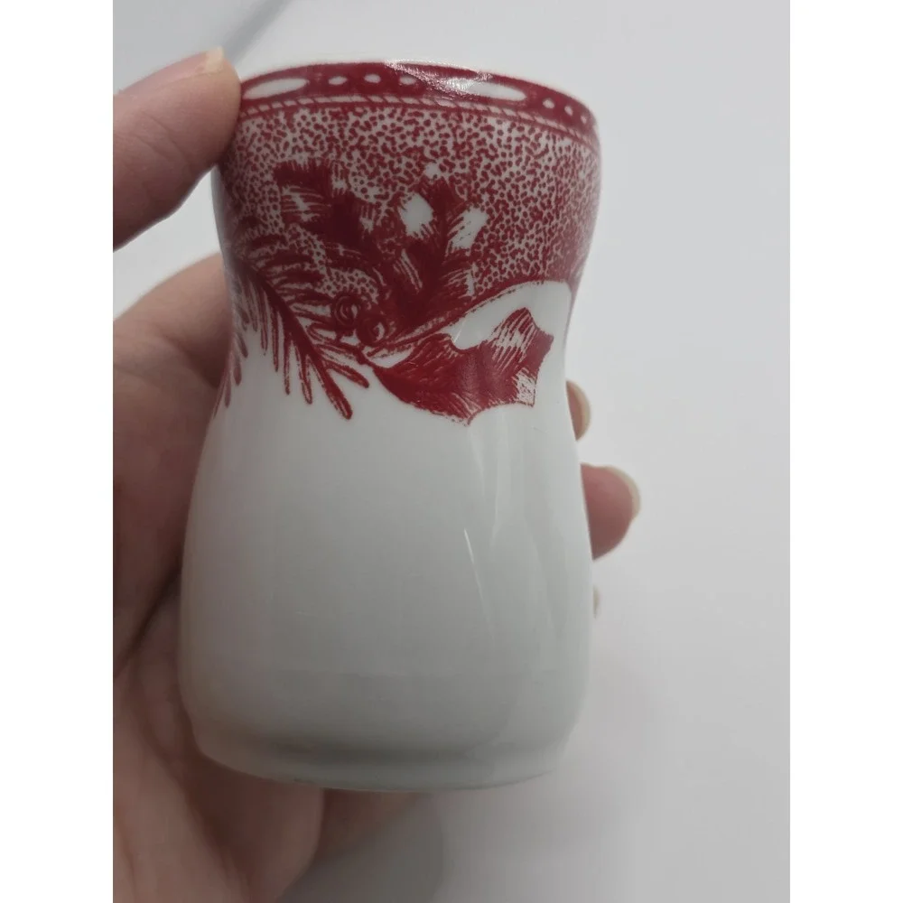 Vintage Ceramic Salt and Pepper Shakers, white red with wheat motif